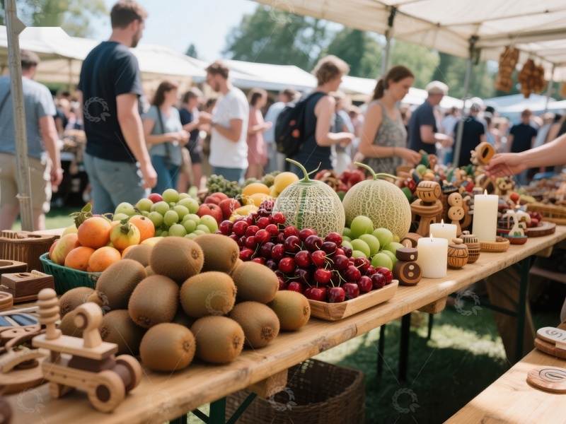 户外市场新鲜水果展示
