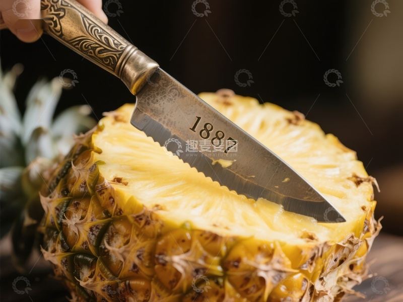 高清大图下载【趣麦麦图】刀切菠萝，细节特写