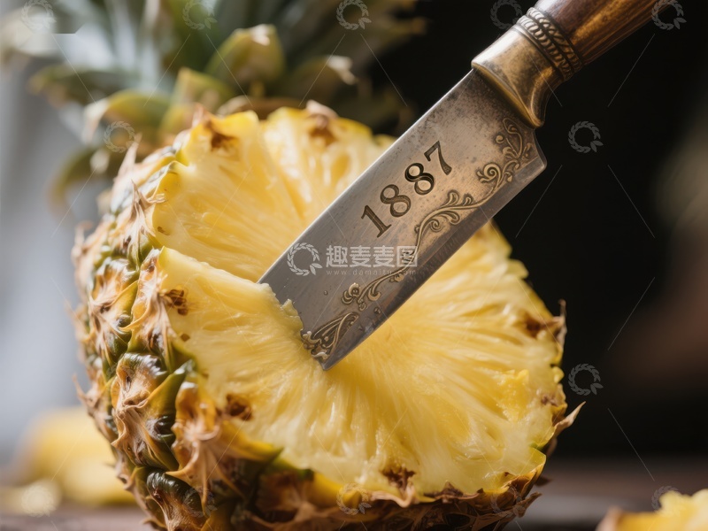 高清大图下载【趣麦麦图】刀切菠萝，细节特写