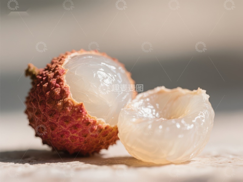 高清大图下载【趣麦麦图】新鲜荔枝，果肉晶莹剔透