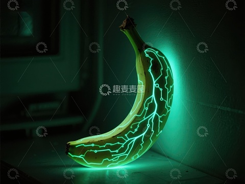 发光电路香蕉的科技艺术