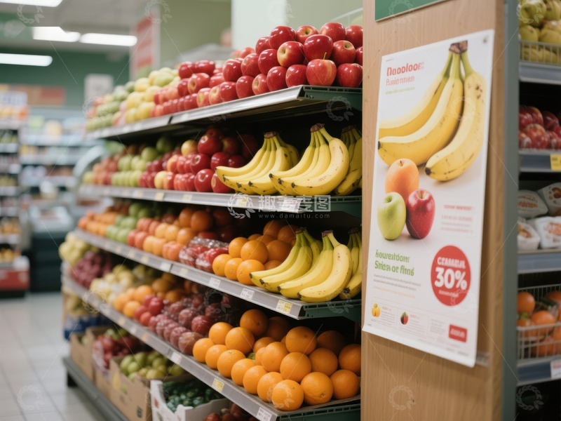 高清大图下载【趣麦麦图】超市水果区陈列展示