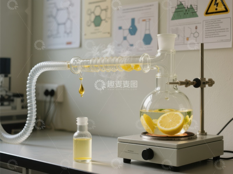 高清大图下载【趣麦麦图】实验室中柠檬精油的蒸馏过程
