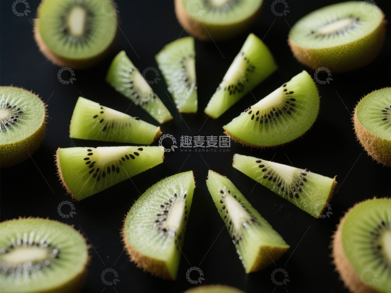 高清大图下载【趣麦麦图】新鲜猕猴桃切片排列展示