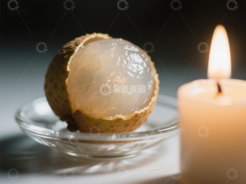 高清大图下载【趣麦麦图】龙眼果与烛光的静谧组合