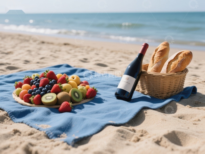 高清大图下载【趣麦麦图】海滩上的野餐布置