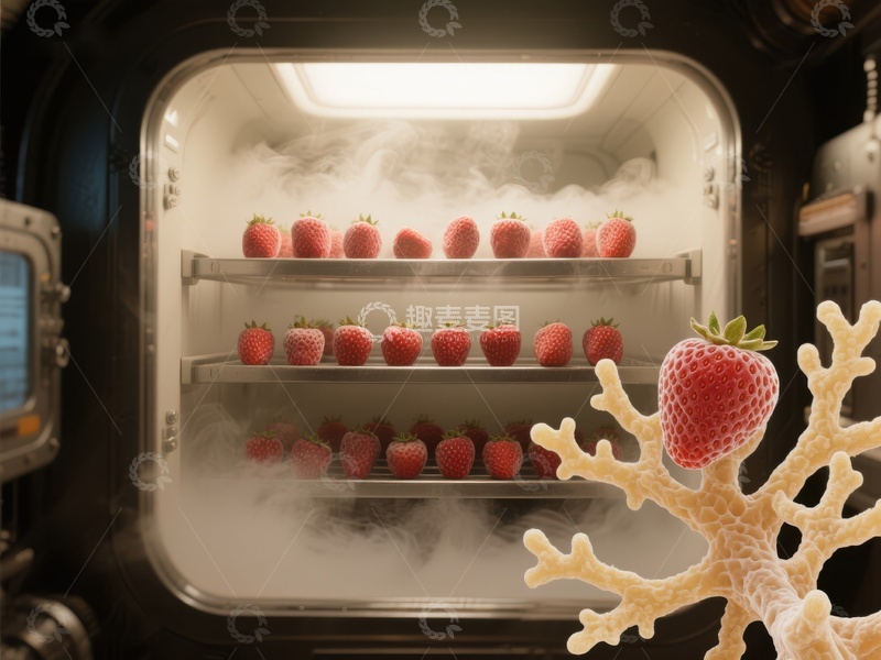 高清大图下载【趣麦麦图】冷冻室中的草莓与珊瑚状结构