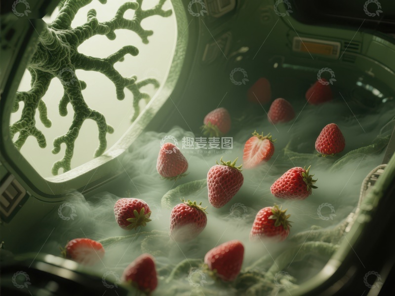 高清大图下载【趣麦麦图】冷冻草莓在实验室环境中