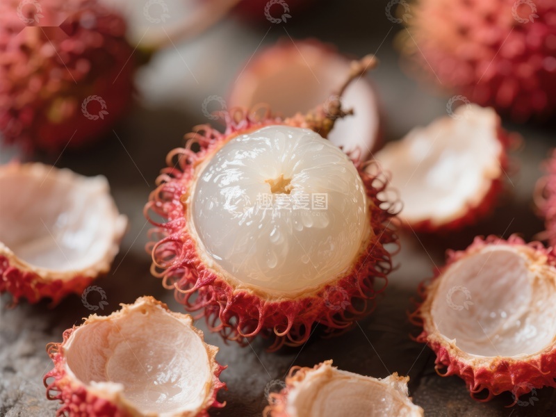 高清大图下载【趣麦麦图】新鲜荔枝剥壳展示