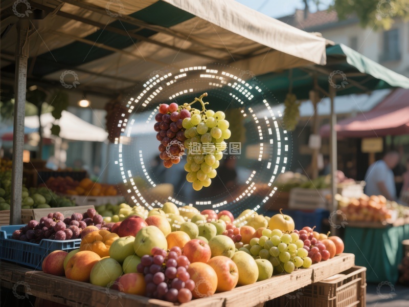 高清大图下载【趣麦麦图】市场摊位上的新鲜水果展示