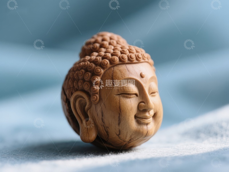 高清大图下载【趣麦麦图】木雕佛头，宁静祥和