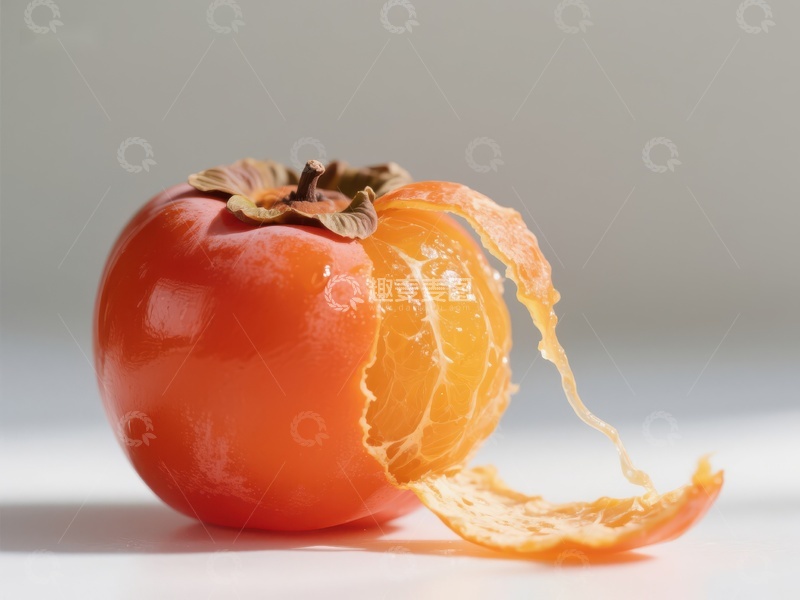 高清大图下载【趣麦麦图】剥皮柿子的特写