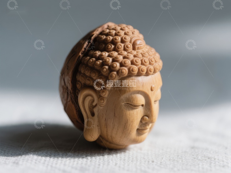 木雕佛首，宁静祥和
