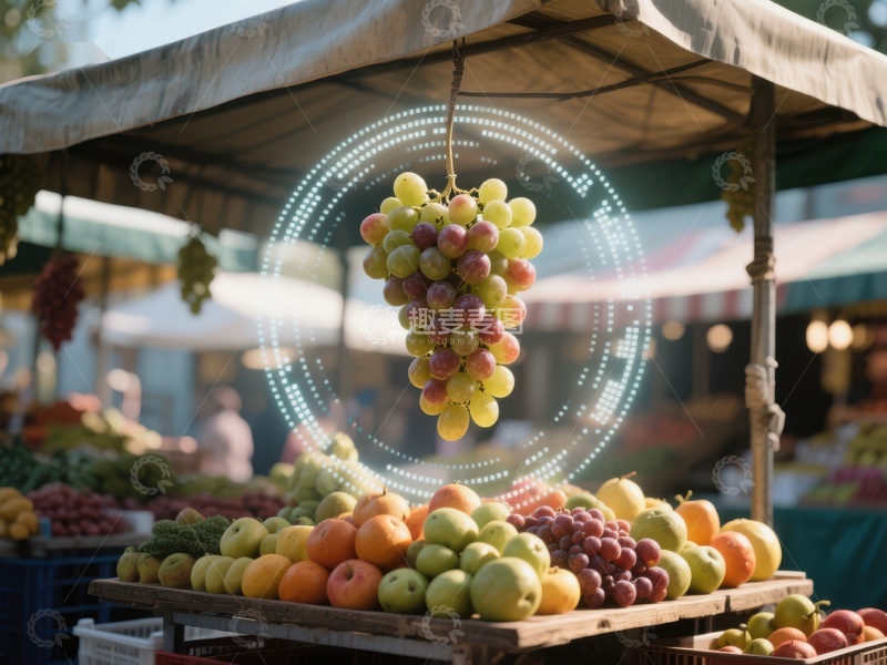 高清大图下载【趣麦麦图】市场摊位上的新鲜水果