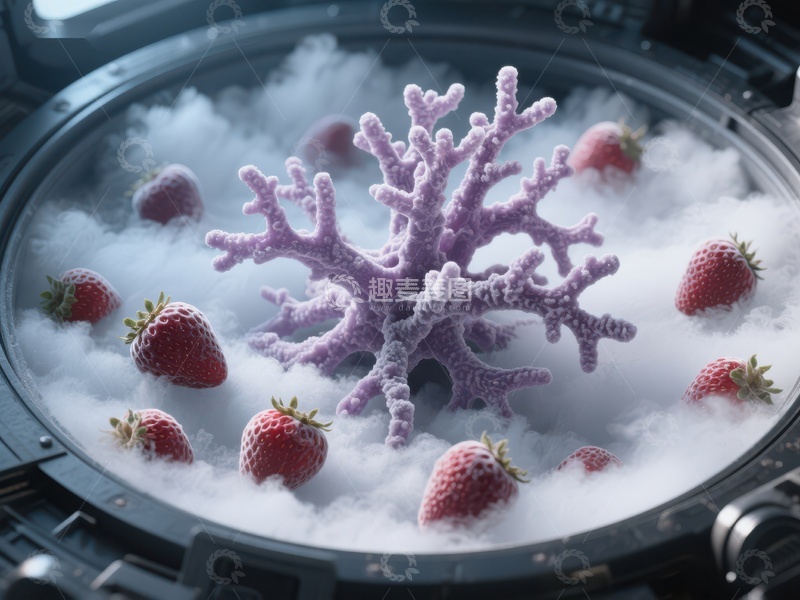 高清大图下载【趣麦麦图】冷冻容器中的珊瑚与草莓