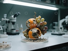 实验室中的腐烂水果展示