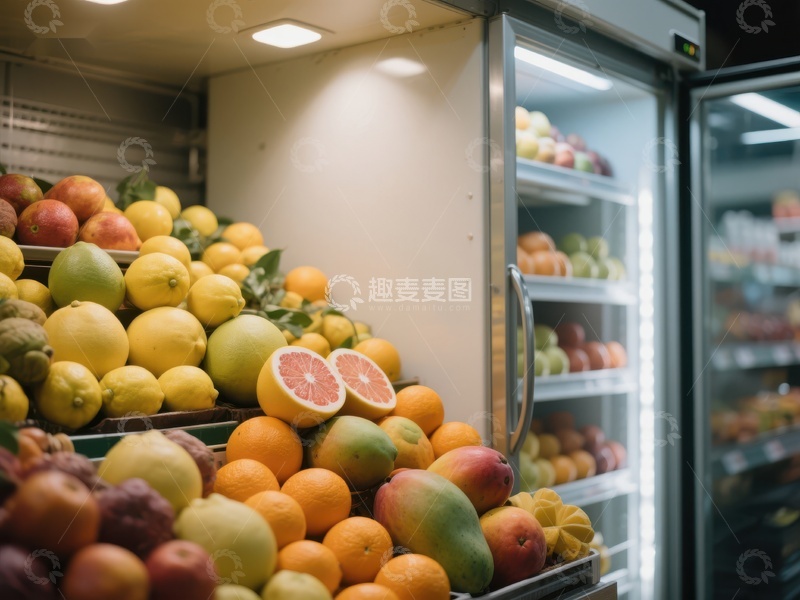 高清大图下载【趣麦麦图】新鲜水果陈列与冷藏展示