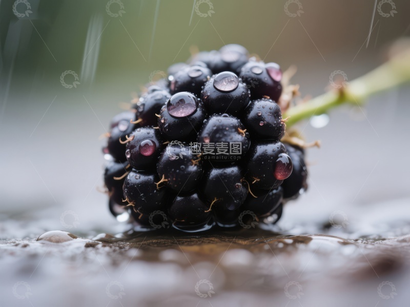 高清大图下载【趣麦麦图】雨中黑莓，晶莹剔透