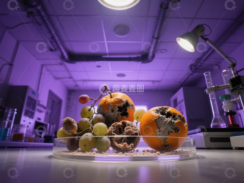 高清大图下载【趣麦麦图】实验室中的腐烂水果展示