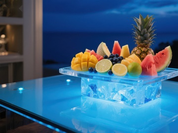 冰雕果盘与夜景