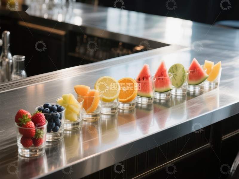 高清大图下载【趣麦麦图】吧台上的新鲜水果杯