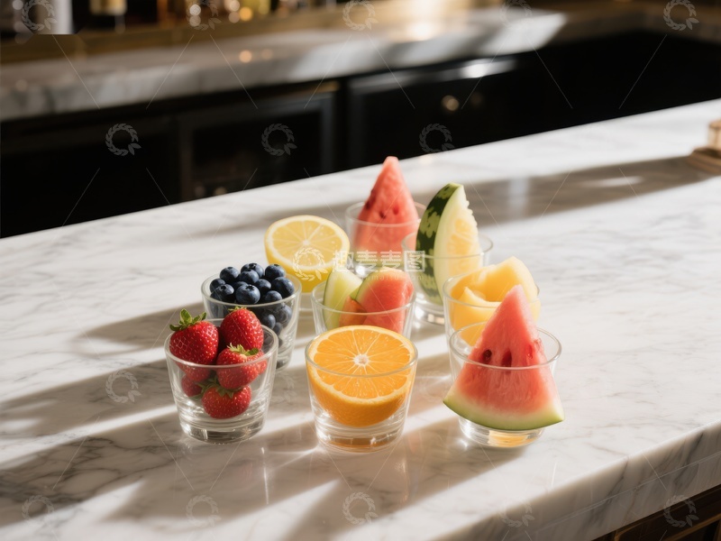 高清大图下载【趣麦麦图】厨房台面上的水果杯