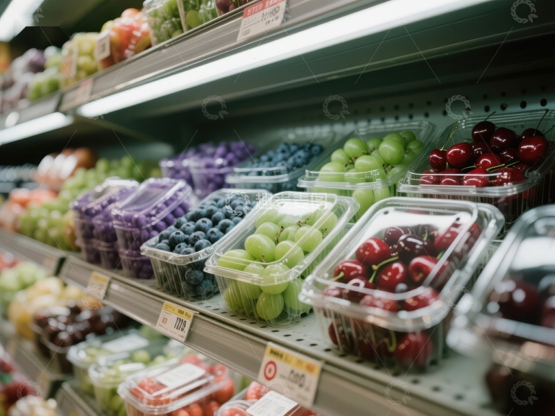 高清大图下载【趣麦麦图】超市货架上的新鲜水果展示