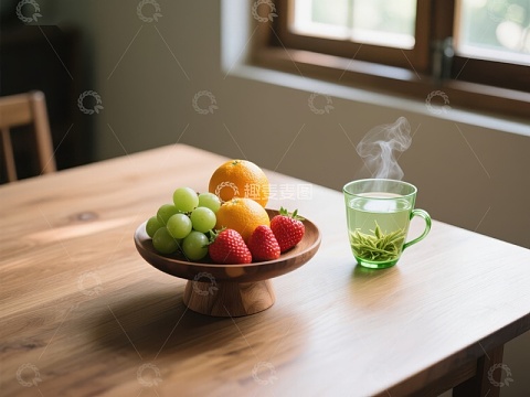 水果与热茶的温馨桌面