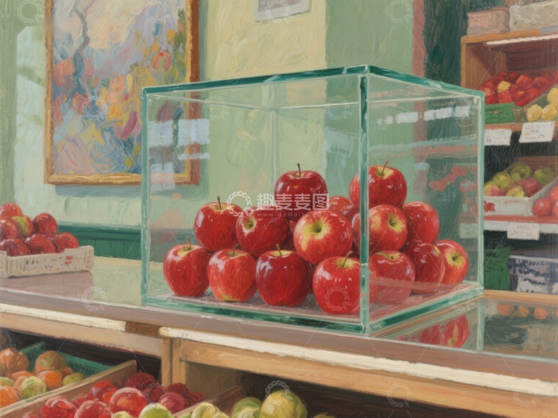 高清大图下载【趣麦麦图】-透明箱中的红苹果