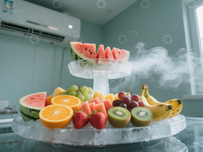 高清大图下载【趣麦麦图】冰镇水果盘，夏日清凉享受