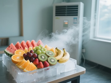 冰块上的新鲜水果拼盘