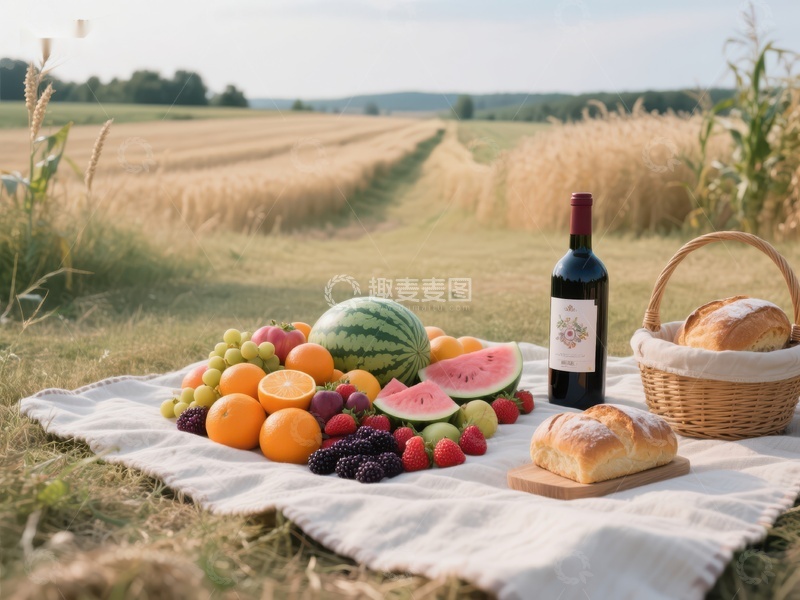 高清大图下载【趣麦麦图】田野中的野餐布置