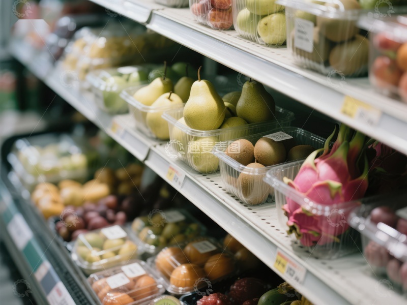 高清大图下载【趣麦麦图】超市货架上的新鲜水果展示