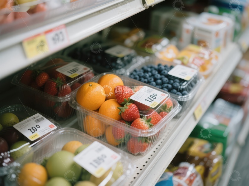 高清大图下载【趣麦麦图】超市货架上的新鲜水果展示