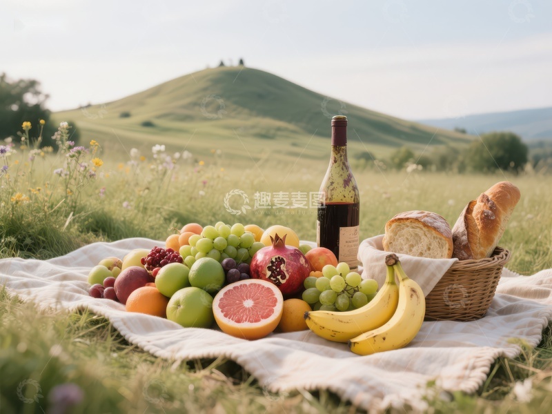 高清大图下载【趣麦麦图】田野上的野餐布置