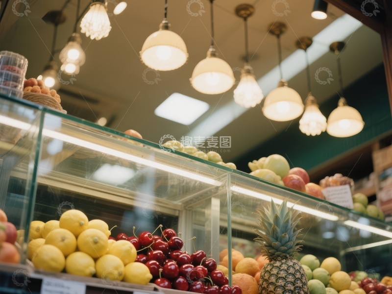 高清大图下载【趣麦麦图】水果展示柜内的新鲜水果