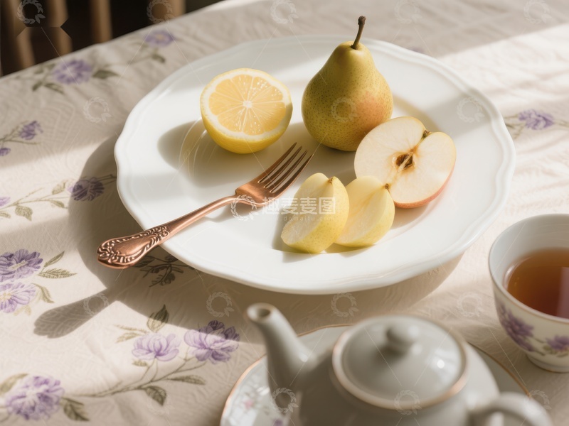 高清大图下载【趣麦麦图】水果茶点，静谧时光
