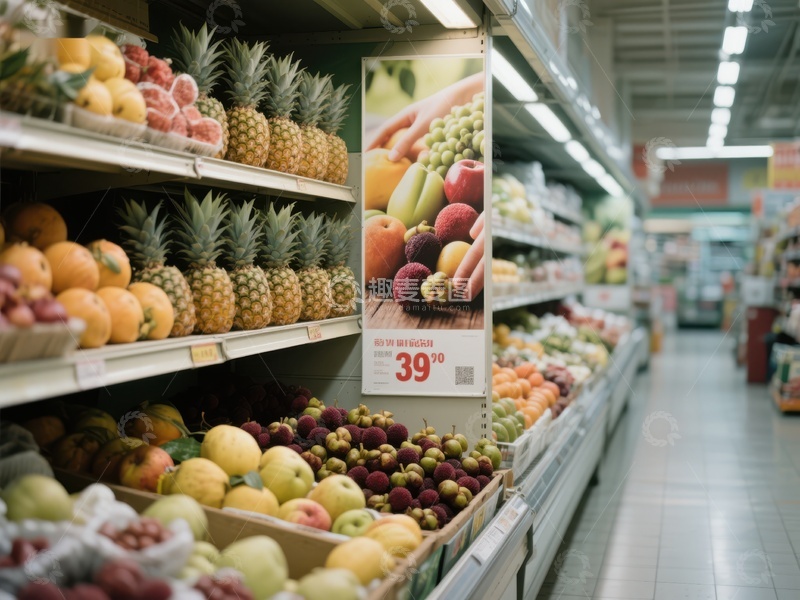 高清大图下载【趣麦麦图】超市水果区陈列与促销