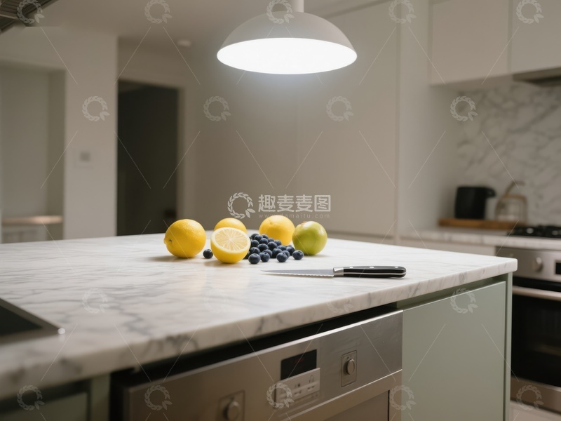 高清大图下载【趣麦麦图】现代厨房大理石台面水果特写