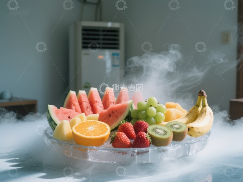 高清大图下载【趣麦麦图】冰雾缭绕的水果拼盘