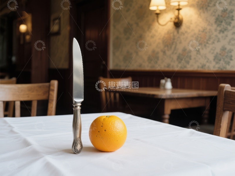 高清大图下载【趣麦麦图】餐桌上的橙子与刀具