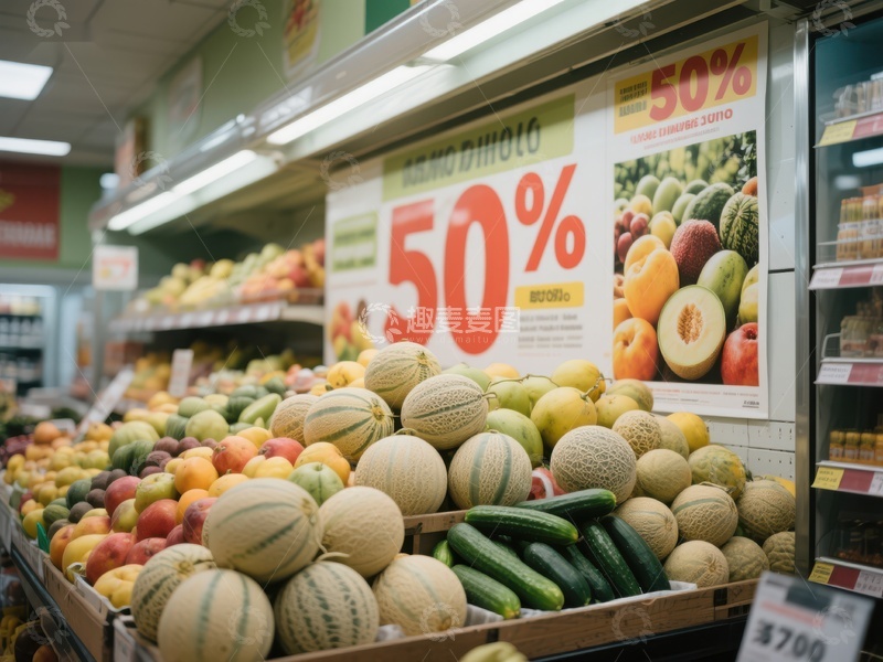 高清大图下载【趣麦麦图】超市水果区促销展示