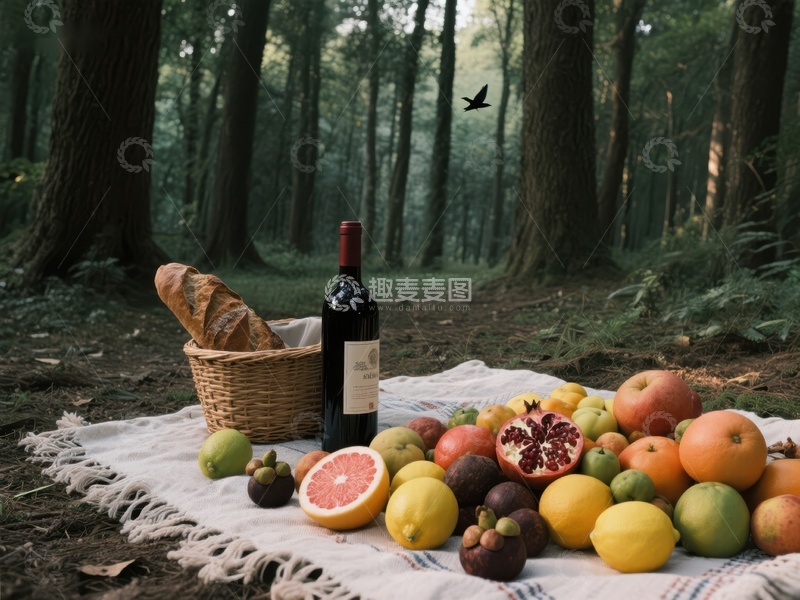 高清大图下载【趣麦麦图】森林中的野餐布置