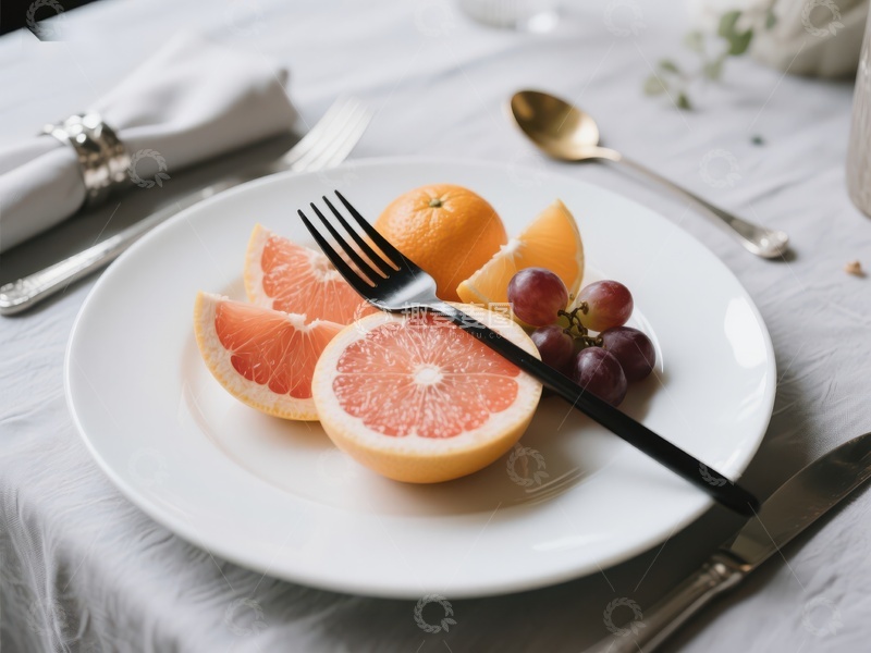 高清大图下载【趣麦麦图】精致餐盘上的水果摆设