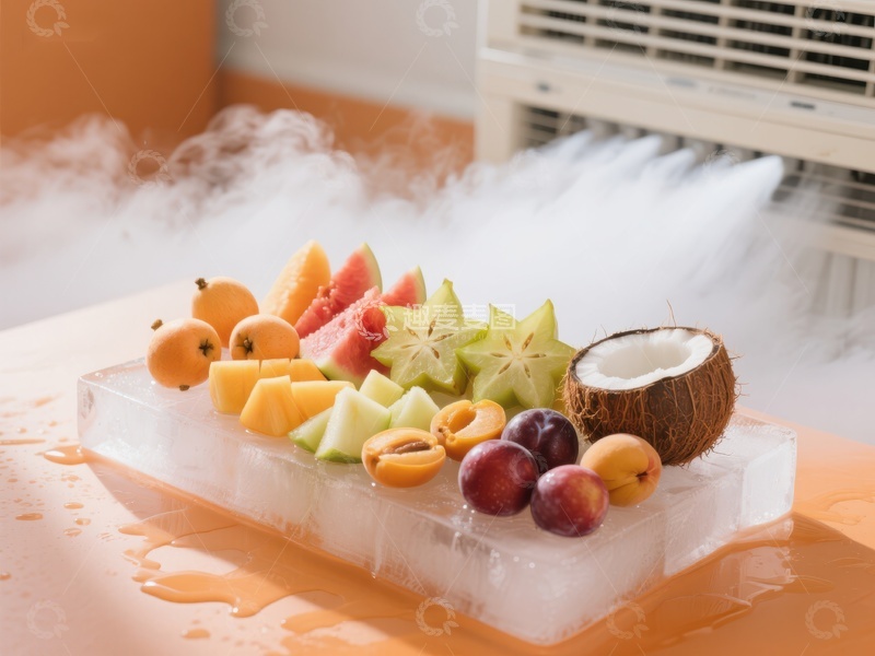 高清大图下载【趣麦麦图】冰块上的热带水果拼盘