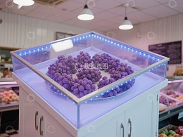 超市展示柜中的紫色葡萄