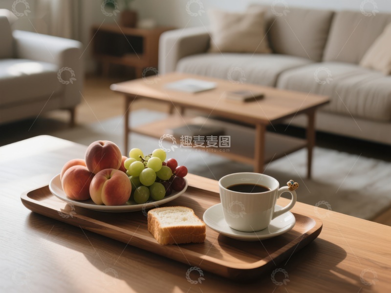 高清大图下载【趣麦麦图】温馨客厅中的早餐时光
