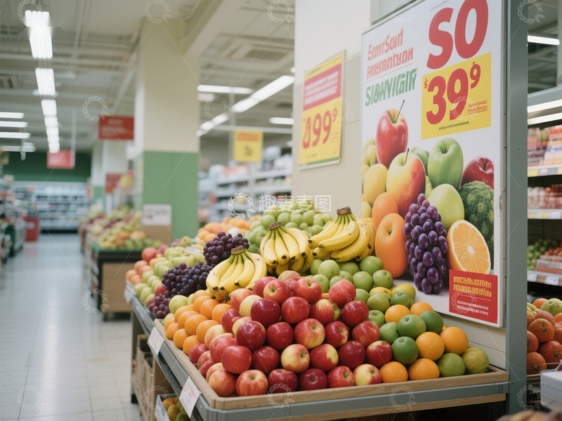 高清大图下载【趣麦麦图】超市水果区陈列展示