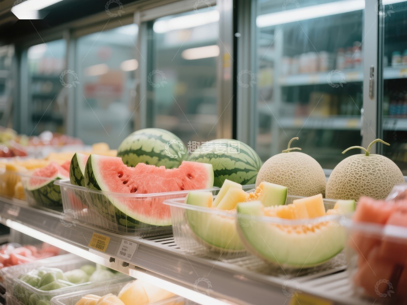 高清大图下载【趣麦麦图】超市冷藏区新鲜水果展示