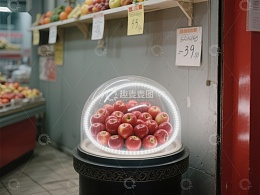 透明罩内的苹果展示